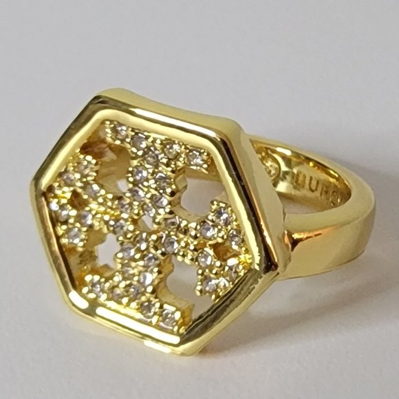 Tory Burch Jewelry - TORY BURCH Logo Swarovski Crystal Pave' RING SIZE 8